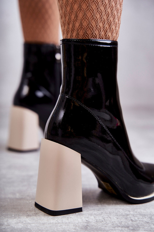 Women's Boots On Chunky Heels Black-White Bernhild