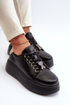Women's Black Leather Platform Sneakers by Vinceza 66700
