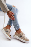 Women's Leather Sneakers D&A LR110 Beige