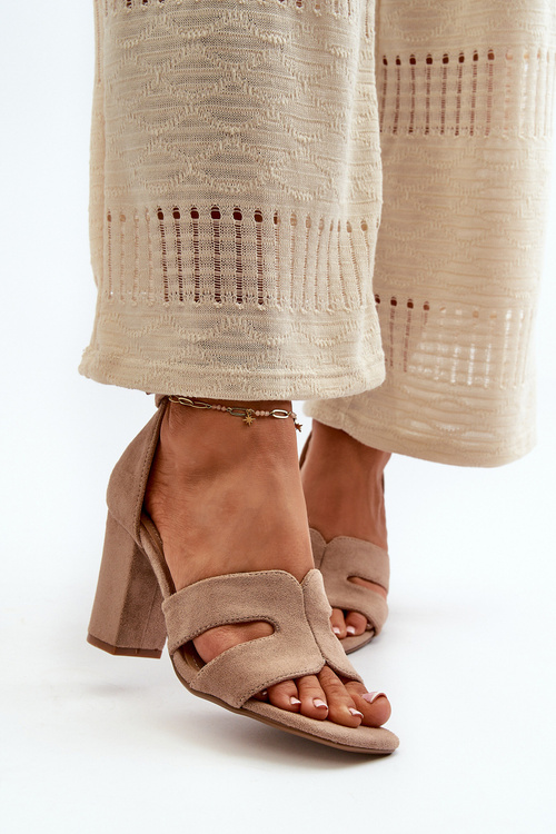 Fashionable Suede High Heels Sandals Camel Aubrey
