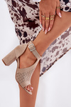 Sandals With Perforated Pattern On Heel Eco Suede Beige Helori