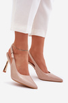 Patented High Heels With Open Back And Pointed Toes Beige Rivori
