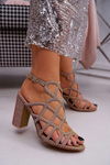 Women's Stiletto Sandals Brocade Champagne Gete