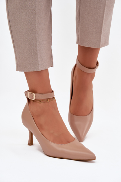 Heels Pumps with Strap Dark Beige Perrine