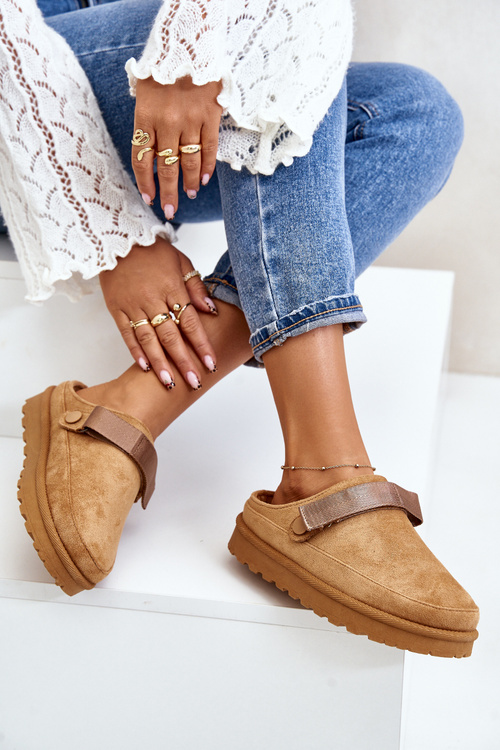 Women's Slippers Insulated With Fur On Platform Camel Azida