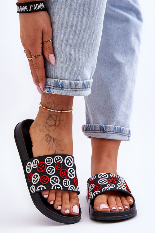 Women's Slippers With Emoticons Black Cosette