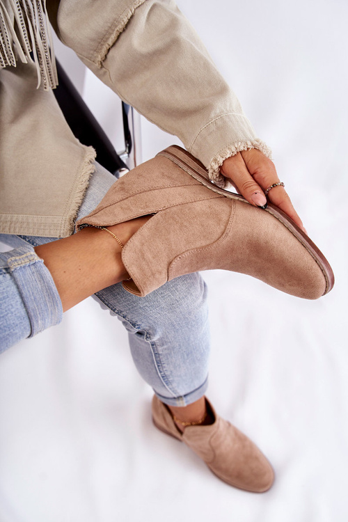 Suede Boots With Cut-outs On A Flat Heel Belgie Henriette