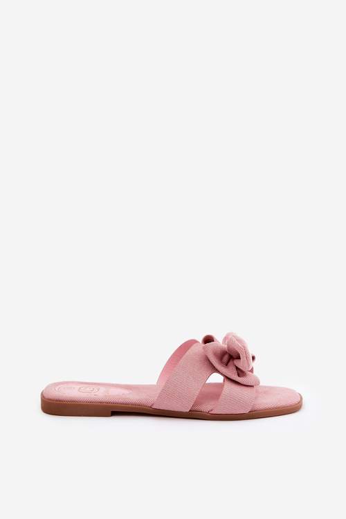 Flat Women's Slippers With Bow Pink Tobin