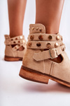 Women's boots with jets on a flat heel Beige Larino