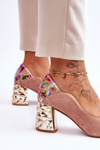 Suede Pumps With A Decorative Heel Maciejka 05042-15 Pink