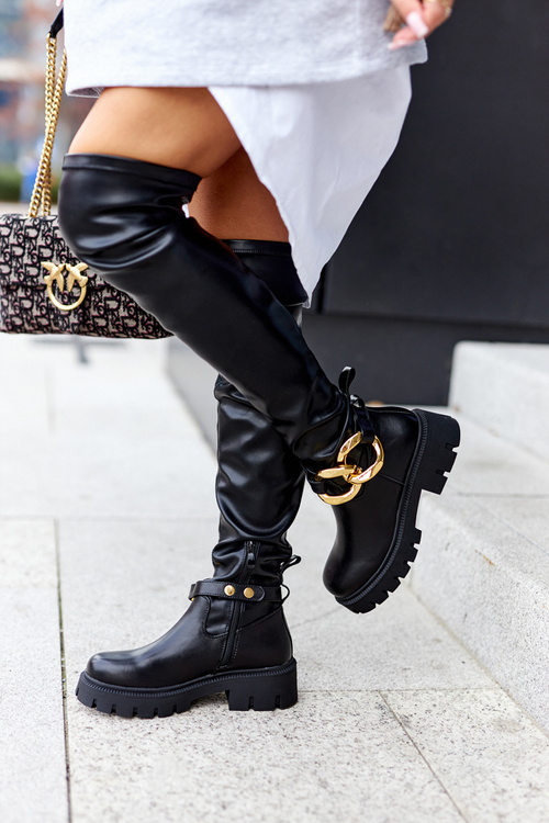 Tall Boots With Decorative Element Black Masha