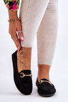 Classic Suede Loafers With Embellishments Black Arla