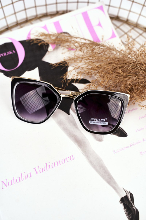 Women's Sunglasses Gold Prius PR-V07 Black Gradient