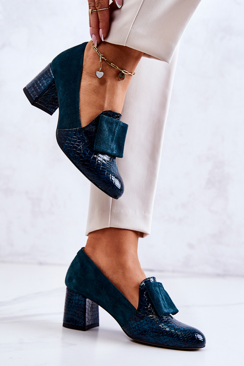 Suede Snakeskin Pumps Green Diana