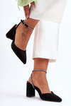 Suede Pumps with Decorative Strap Black Lirosa