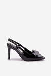 Lacquered High Heels With Open Heel Black Auroravia
