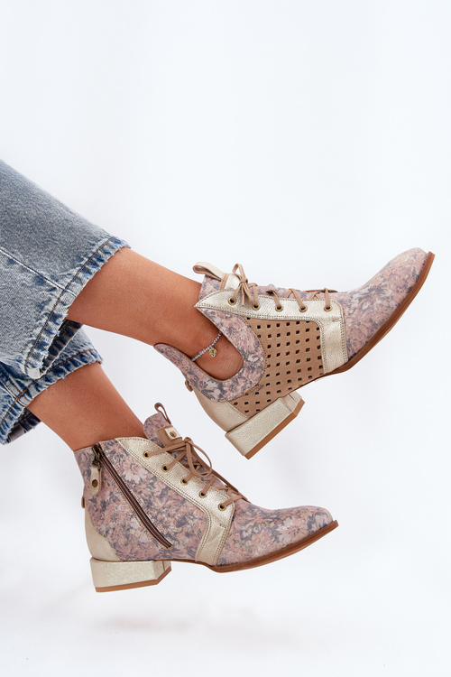 Leather Ankle Boots Maciejka 05541-04 Beige-Gold