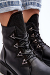 Leather Insulated Boots with Rhinestones Black Gwen SBarski HY93-52A