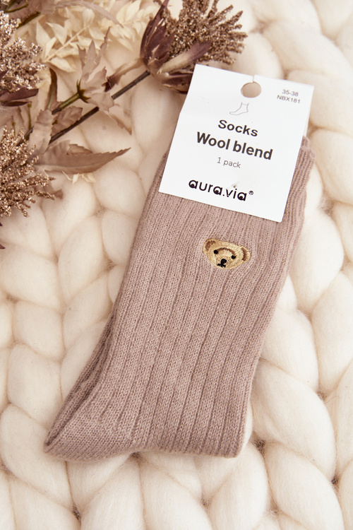 Women's Thick Socks with Bear Beige
