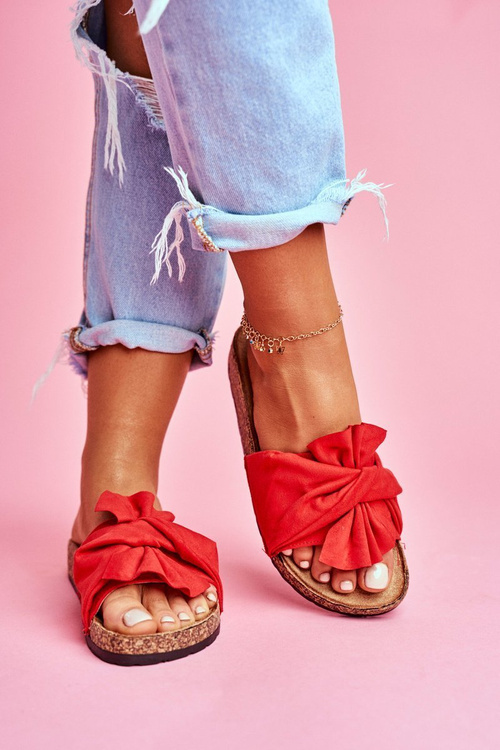 Women's Cork Flip Flops Cardboard Red Felis