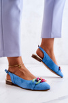 Suede Ballerinas With Chain Lewski Shoes 3125 Blue