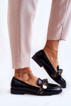 Women's Leather Loafers With Bow Black Dayes