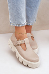 Leather Shoes With Buckle Zazoo 20183 Beige