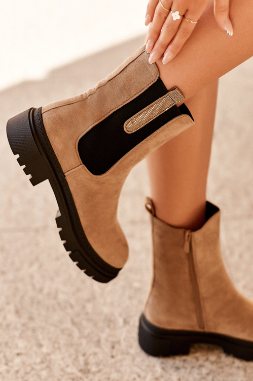 Women's Leather Ankle Boots Beige Alexetta