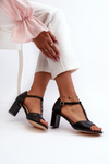 Women's Sandals with High Heel and Decorative Eco Leather Strap Black Triavera