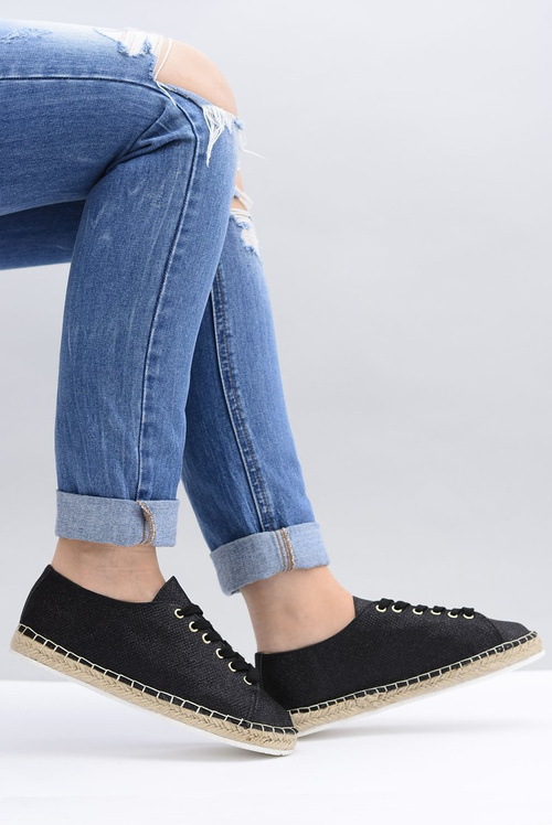 Lu Boo | Black Brocade Fairy Linen Espadrilles
