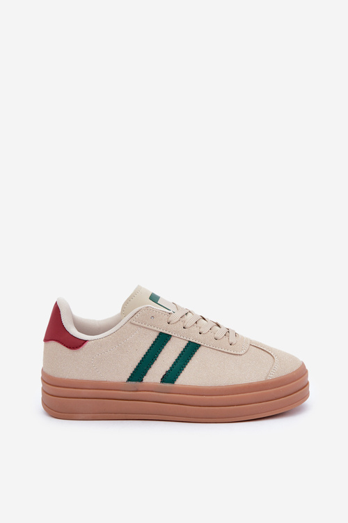 Women's Platform Sneakers in Beige-Green Egelia
