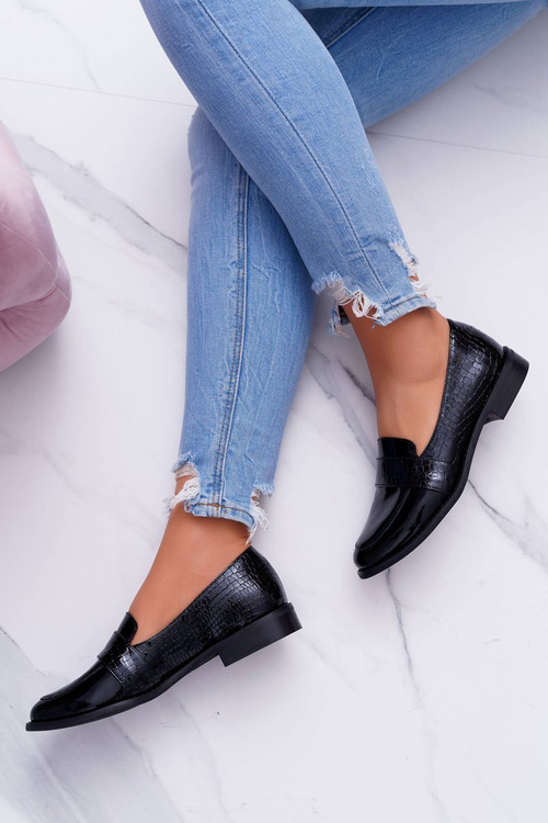 Women's Slip-on Leather Lords Half Boots Black Dynasty