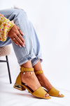 Leather Sandals On Golden Heel Laura Messi 2143 Dark yellow