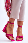 Classic Suede Heel Sandals Fuchsia Bernett