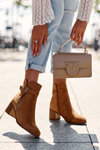 Suede Boots With Buckle Heel Brown Bronte