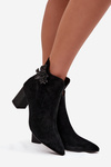 Suede women's ankle boots with embellishment D&A CR52-686 Black