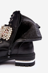 Lined Women's Work Boots Decorated Black Venizi