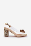 Transparent Sandals On Heel With Decorations S.Barski MR38-356 Golden