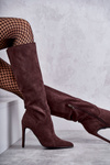 Classic Suede Black Boots On A Brown Ameya