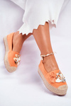 Women’s Espadrilles On Platform Linen Orange Denver