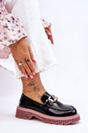 Patent Moccasins With Chain GOE LL2N4039 Black-Purple
