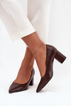 Chunky Heel Shoes With Pointed Toes Chocolate Ryvessa