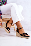 Suede Wedge Sandals Black Louisiana
