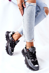 Sportowe Damskie Buty Cross Jeans Czarno Szare II2R4019C