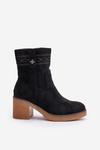Warm Women's Ankle Boots With Heels Black Vailia