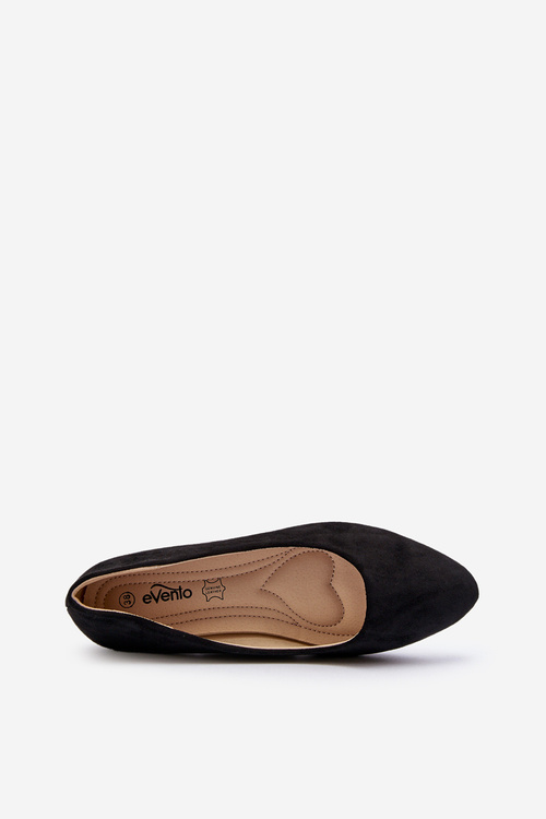 Black Women's Suede Ballerina Flats Kommia