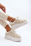 Women's sneakers with chunky lacing beige Vinali