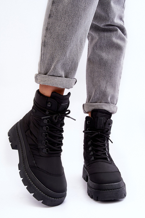 Trapery Botki Ocieplane Płaski Obcas Platforma MM274338 Czarne