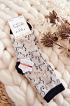 Women's warm socks inscriptions Beige