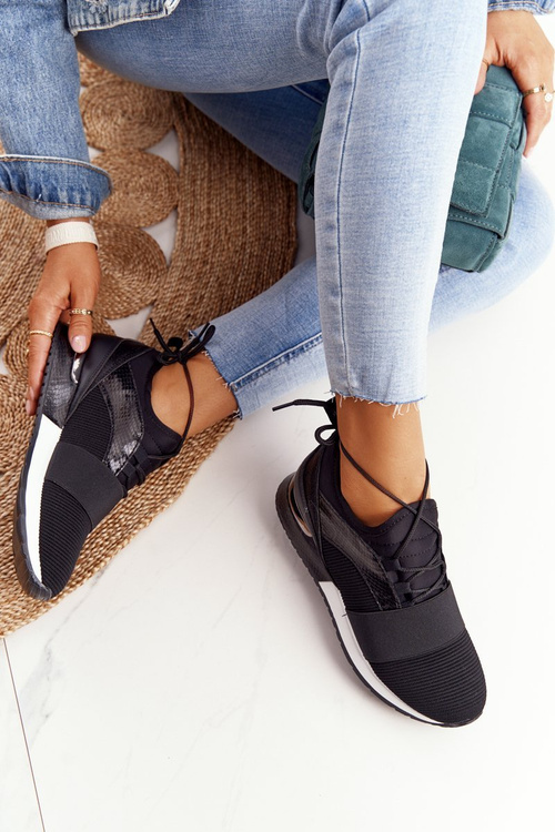Damskie Sportowe Buty Sneakersy Czarne Netta